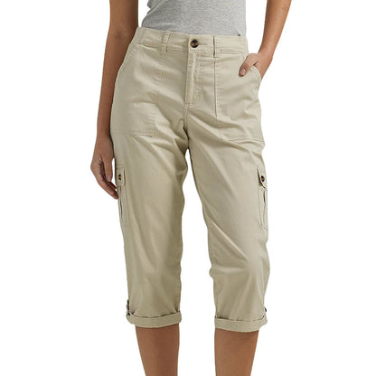 🌸 Capri Cargohose mit Taille und Falten unten und mehreren Taschen