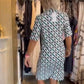 Kurzarmkleid mit Hemdkragen und geometrischem Muster