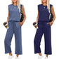 🌺2025 Neu eingetroffen🌺2025 Neue Frauen Casual Cap Sleeve Top Wide Leg Crop Pants Zweiteilige Sets
