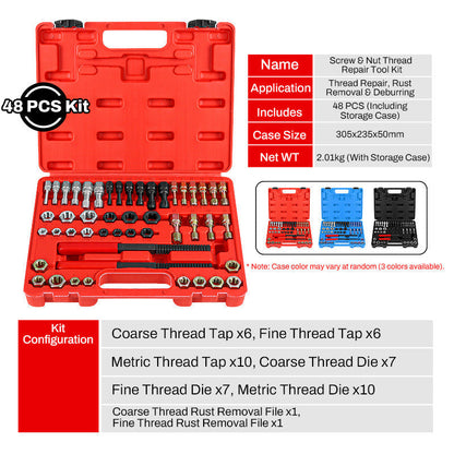 Werkzeugsatz zur Reparatur von Schrauben- und Mutterngewinden – Reparieren, Rost entfernen, Entgraten