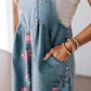 🌸Modischer Denim-Overall mit Blumendruck im Vintage-Look