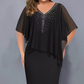 🌸Sommer-Sonderangebote 2026💐Cape-Kleid mit V-Ausschnitt und Strassverzierung sowie Chiffon-Überzug