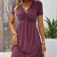 ✨ Neuheiten – V-Ausschnitt-Kurzarmkleid mit Drehdetail – bequem und atmungsaktiv 🌿