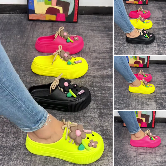 💖 Bequeme Slip-On-Pantoletten mit Blumen-Schmuck