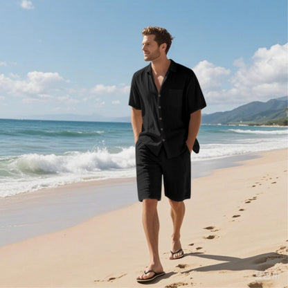 🏖️ Atmungsaktives Strand-Outfit für Herren –  atmungsaktive Baumwoll-Leinen-Mischung, lockerer Schnitt