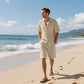 🏖️ Atmungsaktives Strand-Outfit für Herren –  atmungsaktive Baumwoll-Leinen-Mischung, lockerer Schnitt