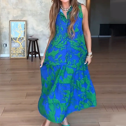 Ärmelloses modisches Maxikleid mit Print für Damen