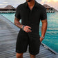 💥LÄSSIGER STIL ✨ Locker sitzendes Kurzarmhemd und Shorts für Herren, 2-teiliges Set