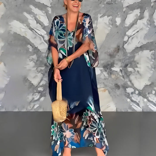 Maxikl?nning med tryck och split f?r kvinnor