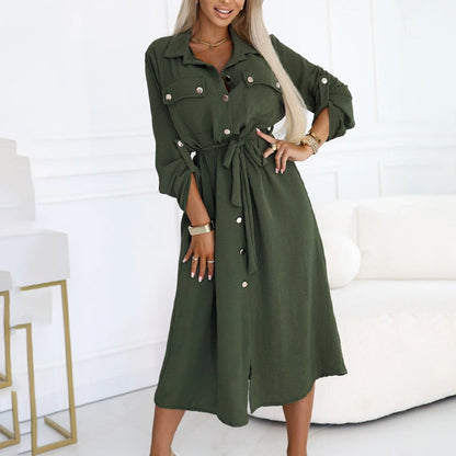 Langärmliges modisches Hemdkleid für Damen✈️Kostenloser Versand bei 2 Einkäufen