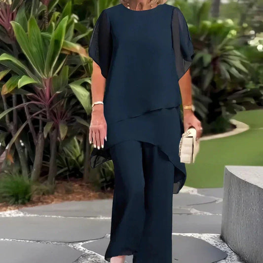 👚 54% RABATT! ✨ Charmantes Set aus Asymmetrischem Oberteil & Weite-Hose – Bequem, Elegant & Perfekt für den Frühling 🌸