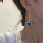 🎁Ideales Geschenk – Exquisite blaue Herz-Ohrringe mit synthetischen Edelsteinen