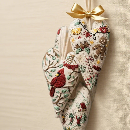 Herzförmiges Handstickerei-Weihnachtsset