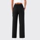 Damen Schmeichelnde Hohe Taille Stylische Hosen mit Funktionalen Seiten Taschen