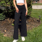 Damen Schmeichelnde Hohe Taille Stylische Hosen mit Funktionalen Seiten Taschen