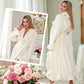 Damen Fleece Morgenmantel – Warmer Winter Bademantel mit Langarm, Französischer Vintage-Stil, Flauschiger Hausmantel für Zuhause