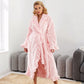 Damen Fleece Morgenmantel – Warmer Winter Bademantel mit Langarm, Französischer Vintage-Stil, Flauschiger Hausmantel für Zuhause