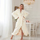 Damen Fleece Morgenmantel – Warmer Winter Bademantel mit Langarm, Französischer Vintage-Stil, Flauschiger Hausmantel für Zuhause