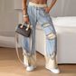 ⏳Begrenzte Zeit 50% Rabatt💥 Patchwork-Denim Elastische Bundweite Beine Hose✈️Kostenloser Versand bei 2 Einkäufen