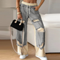 ⏳Begrenzte Zeit 50% Rabatt💥 Patchwork-Denim Elastische Bundweite Beine Hose✈️Kostenloser Versand bei 2 Einkäufen