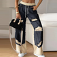 ⏳Begrenzte Zeit 50% Rabatt💥 Patchwork-Denim Elastische Bundweite Beine Hose✈️Kostenloser Versand bei 2 Einkäufen