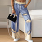 ⏳Begrenzte Zeit 50% Rabatt💥 Patchwork-Denim Elastische Bundweite Beine Hose✈️Kostenloser Versand bei 2 Einkäufen
