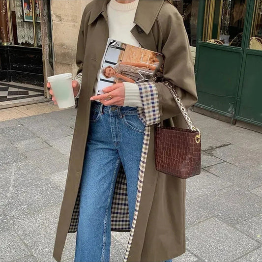 Einreihiger Trenchcoat mit Hemdkragen für Damen🔥KOSTENLOSER VERSAND