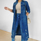 Lange Damen-Jeansjacke im Destroyed Look