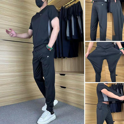 Zweiteiliges Sport-Set für Herren: Kurzarm-T-Shirt & Lange Hose🔥Kostenloser Versand🔥