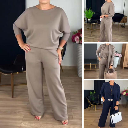 🔥KAUFE 2 UND ERHALTE KOSTENLOSEN VERSAND🔥Elegantes 3-teiliges Set aus Longline-Cardigan, Top und Hose