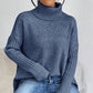 🏆Letzter Tagesverkauf, 50 % RABATT!!💖 Modischer Damenpullover in Volltonfarbe mit überschnittener Schulter, hohem Halsausschnitt und grobem Strick