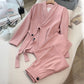 2-teiliges Business-Set für Damen: Blazer mit Schleife vorne und Hose mit weitem Bein