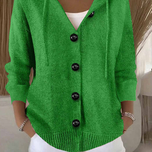 💕Einfarbige, langärmelige, kurze Strickjacke mit Kapuze für Damen, ein Must-Have für den Herbst