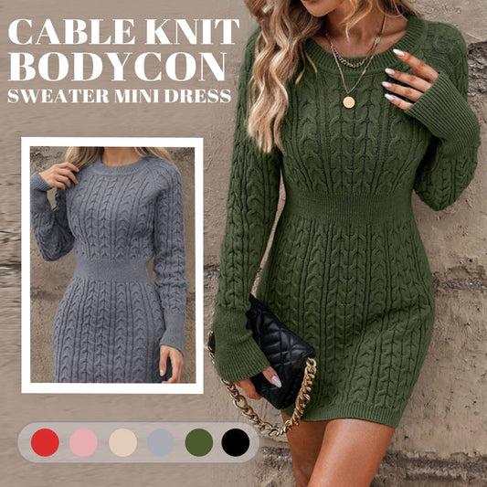 💎✨ Jetzt im Trend – Damen Strickkleid mit Zopfmuster – elegant