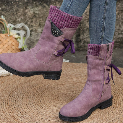 Elegante Damenstiefel in mittlerer Wadenlänge mit kuscheligem Strickbund🔥Kauf 2 Artikel versandkostenfrei🔥