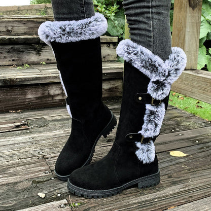 Damen Schneestiefel in mittlerer Wadenhöhe mit dicker Kunstplüsch-Fütterung