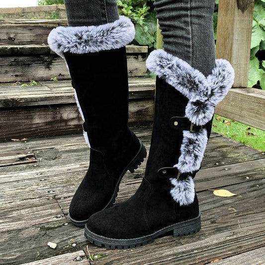Damen Schneestiefel in mittlerer Wadenhöhe mit dicker Kunstplüsch-Fütterung