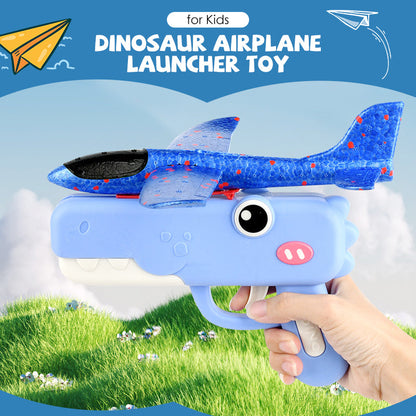 🦖 50% RABATT! ✨ DINOSAURIER-FLUGZEUG-KATAPULT - 4 Flugzeuge mit LED-Effekten, Förderung der Hand-Auge-Koordination für Kinder ab 3 Jahren 🎯✈️