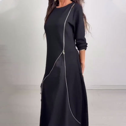 Langärmeliges A-Linien-Maxikleid für Damen