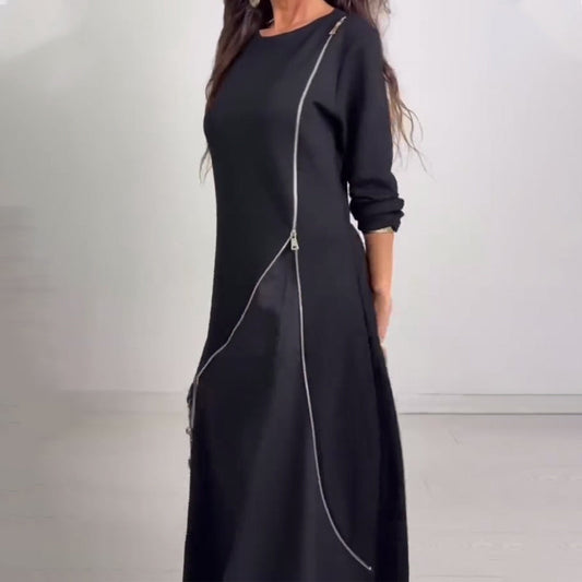 Langärmeliges A-Linien-Maxikleid für Damen