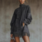 👗✨ Jetzt im Trend –Casual Turtleneck Pocket Dress with Tassel Hem