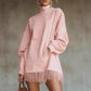 👗✨ Jetzt im Trend –Casual Turtleneck Pocket Dress with Tassel Hem
