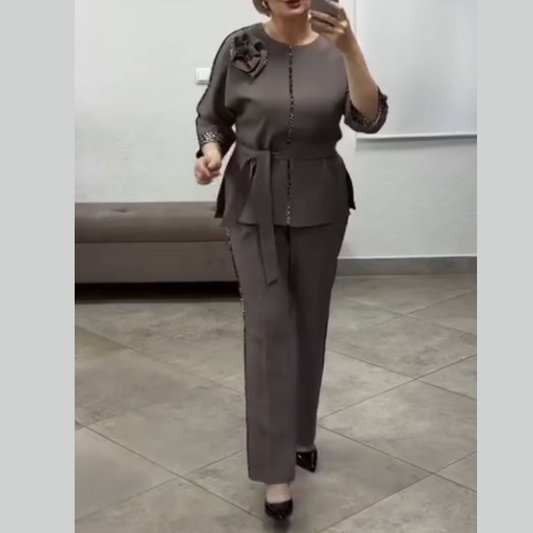 ✨ Elegantes 2-teiliges Set mit Leopardenbesatz 🔥Kostenloser Versand🔥