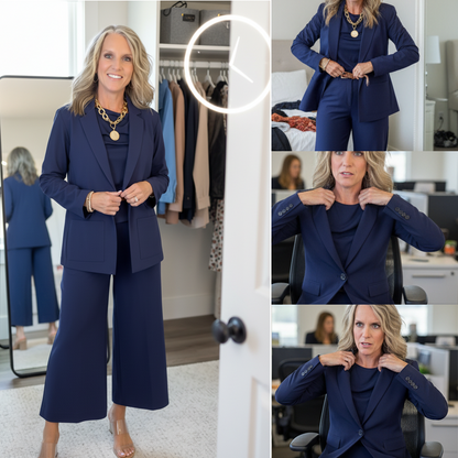 Damen Anzug (3-teilig) mit Blazer, weiter Hose und Top🔥Kostenloser Versand