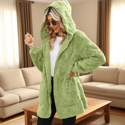 Karierte Fuzzy-Strickjacke🔥Kauf 2 Artikel versandkostenfrei🔥