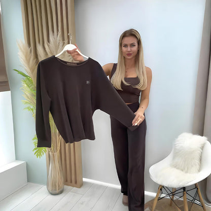 Damen-Zweiteiler: Lässiges Top & Weite Hose🎁🔥Kostenloser Versand