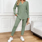📢🎉50%Rabatt!!!🛍️✨Zweiteiliges Freizeit-Set aus V-Ausschnitt-Top und Hose