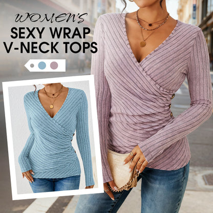 Sexy Wickel-Oberteile mit V-Ausschnitt für Damen