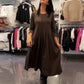 Casual-Kleid mit Rundhalsausschnitt, einfarbig
