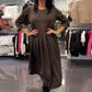 Casual-Kleid mit Rundhalsausschnitt, einfarbig